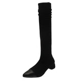 Breakj Stockings Boots Pointed Thin Boots Women Long Tube Knitting Wool Elastic Socks Boots Thick Heel High Heels Over The Knee Boots