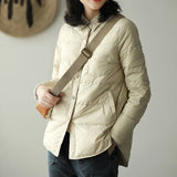 New Autumn Winter Women Turn Down Collar Down Coat Ultra Light 90% White Duck Down Jacket Single Breasted Windproof
