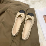 2024 Spring Shallow Mouth Flat Single Shoes Casual Women's Shoes Soft Leather Soft Bean Shoes Evening Evening Wind Work Women's