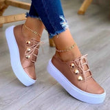 White Shoes Women 2022 Fashion Round Toe Platform Shoes Size Casual Shoes Women Lace Up Flats Women Loafers Zapatos