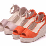 Breakj Cm Fish Mouth Water Table Heel Sandals Large-Size Sandals Bohimia Fish Mouth Sandals Hemp Rope Heel