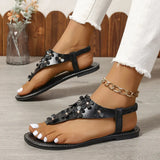 Round Head Sandals, Small Broken Flower Sandals, Large Size Leisure Flat-Soled Independent Station
