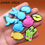 Tai Chi Socks Lip Print Goldfish PVC Buckle Shoe Accessories Decorations Jibz for Croc Charms Shoes fit Bracelet Kids