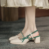 Chic High Heel Sexy Ladies Sandals Side Knot Faux Pearl Fashion Women Pumps Open Back Heel Female