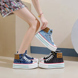 Breakj 2024 New Korean Version Canvas Shoes Schoolgirls Wear Two Thick Platform Casual Shoes Ins Tide Board Shoes Women's Shoes BR