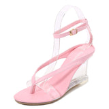 Breakj High Heels Female Summer New Korean Version Of Versatile Summer Women's Shoes A Word Buckle Simple Wedge Sandals