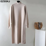 Autumn Winter oversize loose long thick Sweater Dress Women long Sleeve straight maix Dress female warm long knit