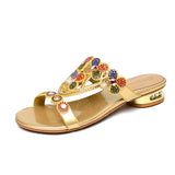 Slippers Women Wear Fashionable Water Drill Sandals Summer New Open-Toed Sandals Low-Heeled