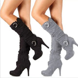 Breakj Size Code 414243 Yards Fine And High-Heeled Long Boots Women Autumn And Winter New Belt Buckle High Barrel Fashion