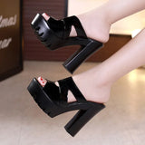 Super High Heel Waterproof Table Fishmouth Sandals Women Wear Large Size 40-43 Thick Heel Slippers In