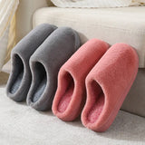 Winter Slippers Men and Women Couple Indoor Home Non-Slip Soft Cotton Shoes Women Solid Color Plush Slippers