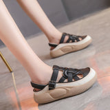Breakj Version Of Roman Sandals Women Wear 2025 Summer New Retro Buckle Beach Shoes Head Breathable Hollow