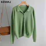 autumn short knit cardigans Women casual loose Square collar button sweater Cardigans Outwear female basic jacket