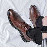 Breakj Shoes Men Korean Edition Fashion Business Dress British Suit Wedding Black Casual Shoes