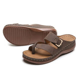 Summer New Retro Wedge Platform Slippers For Women Fashion Casual Clip Toe Flip Flops Belt Buckle Comfortable Ladies