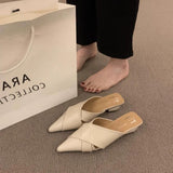 Breakj New Baotou Half Slippers Female Lazy People Wear A Stylish Pointed Muller Shoes Summer Thick Heel