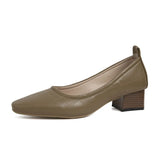 Spring And Summer New Style Small Heels Simple Ladylike Soft Leather Non-Sharpening Tiptoe Single Shoes Short