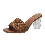 Breakj Size With Slippers Female 2023 Spring / Summer New Knitting Fashion Square Head Net Red Tide Thick With Cool