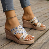 Breakj Slope And Cool Slippers Women's Spring And Summer Color Diamond Gentle Muller Shoes Rounded Toe Wearing Large-Size