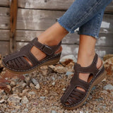 Breakj Octopus Sandals Women Velcro Paste Hollow Car Stitches Baotou Octopus Roman Sandals Women