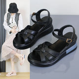 Thick-Soled Sandals Women's Summer 2023 New Muffin Shoes Fashionable High-Heel Large-Size Women's Shoes