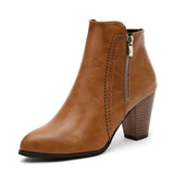Breakj Boots Girl Wish Autumn And Winter Retro Wiping Coarse And High Heel Side Zipper Large Size Martin