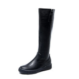 Breakj And Winter High Tube Tide Boots Women British Wind Flat Boots Middle Boots Versatile Single Boots Long Tube Knight Leather Boots Martin