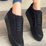 Rhinestone Vulcanized Shoes Women's Sneakers Platform Lace Up Platform Shoes Female Sneakers Woman Sports Casual