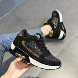 Women Lace Up Sneakers Glitter Autumn Flat Vulcanized Ladies Bling Casual Female Fashion Platform Plus Size Shoes