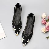 Polyester Shoes Women Spring Flats Pointy Toe Ballerinas Ladies Stretch Knitted Loafers Femme Daily Dress