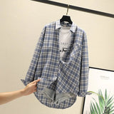 Blouses Shirts Tunic Womens Tops 2020 Long Sleeve Clothing Button Up Down Plaid New Fashion Autumn Turn-down Collar