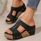 Breakj Summer New Women's Thick Bottom Slope And Slippers Large Size Fish Mouth Slope And Thick Bottom