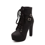 Breakj Cross-Tie Martin Boots Boots High Heel Women's Shoes Waterproof Belt Buckle Low-Spring Women's