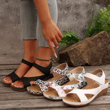 Breakj 2025 Summer Slope And Thick-Soled Sandals Women's Shoes Large-Size With Fish Mouth Magic