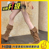 English Boot Girls Fall 2023 Western Cowboy Style Knight Boots Merad Pile Boot