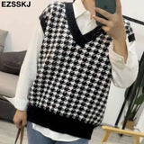 oversize thick cashmere Zebra sweater vest women 2021 autumn winter women female v-neck sweater
