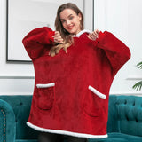 Oversized Hoodie Two Pocket Blanket Sweatshirt Fleece TV Blanket with Sleeves Bathrobe Sweatshirt for Men and