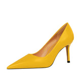 Breakj Simple High Heel Bright Finish Paint Leather Shallow Mouth Tip Sexy Show Thin Professional OL High Heels Single