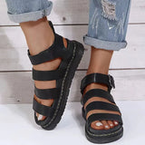 Breakj 2024 Summer Women's Sandals Buckle Casual Beach Shoes Thick-Soled Large Flats Martin