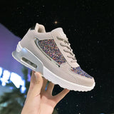 Women Lace Up Sneakers Glitter Autumn Flat Vulcanized Ladies Bling Casual Female Fashion Platform Plus Size Shoes