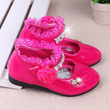 Girls Shoes Spring Autumn Princess Lace PU Leather Shoes Cute Bowknot Rhinestone for 3-11 Ages Toddler