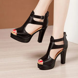 Open Head Thick Bottom 10cm Block Heel Platform Shoes Summer 2022 Small Plus Size 32-43 High Heels Gladiator Sandals
