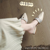 Breakj Half Slippers Women's Summer Wear 2025 Summer New Shoes Pointed Flat Bottom Muller Cool Slippers Half-To-Single