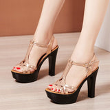Woman Sexy High Heels Ladies Summer Dress Shoes For Women Female Leather Platform Wedge Heel Elegant Sandal 32 35 36 37