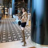 Breakj Boots Autumn And Winter Explosion Of High-Heeled High-Heeled High-Heeled Shoes Brown Elastic Thin