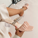 Women's Rough-Heeled Sandals 2024 New Summer Fashion High-Heeled Shoes Crystal Fairy Style Two Sandals And