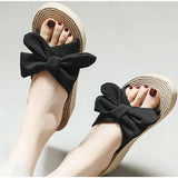 Women's Slippers Hemps Wedge Heels Non-slip Outside Ladies Slides Korean Style Sweet Girl Female Shoes Sandals 2021