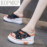 Hot Women Wedges Sandals Glitter High Heels Sandals Summer 2021 Chaussures Femme Platform Sandals Bling Casual Sandalia
