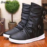 and Winter Men's Boots Boots Men's Shoes Zipper Leather Boots High-top Metal Buckle Short Boots
