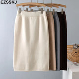 long bodycon Thick sweater midi skirt female autumn winter 2021 female split back warm mid-length slim knit skirt